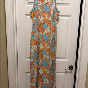 EUC J. McLaughlin Orange and Blue Paisley Floral Dress